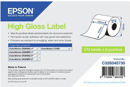 Epson labelrol, normaal papier, 105x210mm | C33S045730