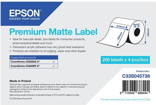 Epson labelrol, normaal papier, 210x297mm | C33S045738