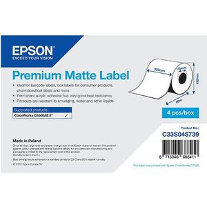 Epson C33S045739 premium matte doorlopende labelrol 203 mm x 60 m (origineel)