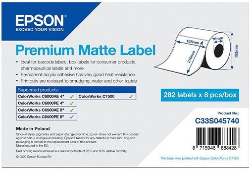 Epson labelrol, normaal papier, 105x210mm | C33S045740