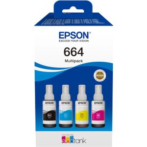Epson EcoTank 664 - 4er-Pack - Schwarz, Magenta, Cyan, Gelb - original - Tintenbehälter - für Epson L380, L395, L495; EcoTank ET-2650, L1455, L656; EcoTank ITS L3050, L3060, L3070