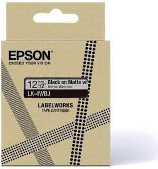Epson - LK-4WBJ - Etiketteringstape - Matwit/Zwart - 12 mm