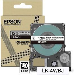 Epson - LK-4WBJ - Etiketteringstape - Matwit/Zwart - 12 mm