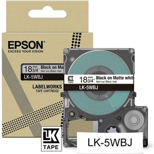 Epson LK-5WBJ matte tape zwart op wit 18 mm (origineel)