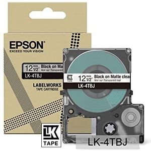 Epson LK-4TBJ matte tape zwart op transparant 12 mm (origineel)