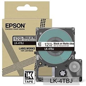 Epson Labelworks LK-4TBJ Labelbandcassette compatibel met Epson LabelWorks LW-C610 en LW-C410 transparant mat/zwart 12 mm