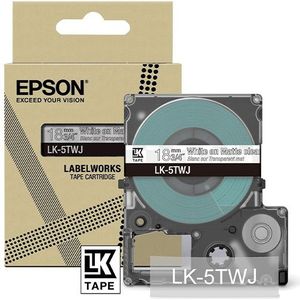 Epson LK-5TWJ matte tape wit op transparant 18 mm (origineel)