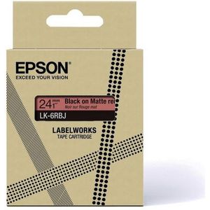 Epson LK-5RBJ matte tape zwart op rood 18 mm (origineel)