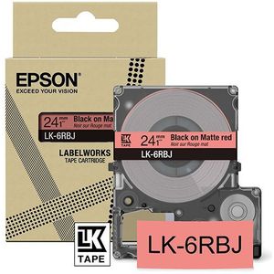 Epson LK-6RBJ matte tape zwart op rood 24 mm (origineel)