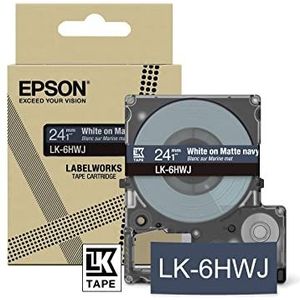 Epson Labelworks LK-6HWJ Labelbandcassette, compatibel met Epson LabelWorks LW-C610 mat marineblauw/wit 24 mm