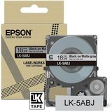 Epson LK-5ABJ matte tape zwart op lichtgrijs 18 mm (origineel)