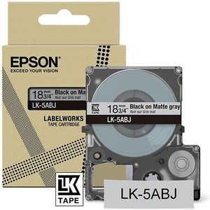 Epson LK-5ABJ matte tape zwart op lichtgrijs 18 mm (origineel)