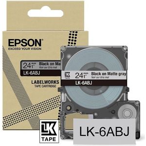 Epson LK-6ABJ matte tape zwart op lichtgrijs 24 mm (origineel)