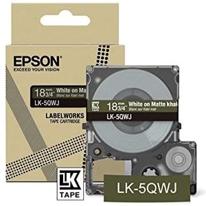 Epson Labelworks LK-5QWJ Labelbandcassette compatibel met Epson LabelWorks LW-C610 en LW-C410 mat kaki/wit 18 mm