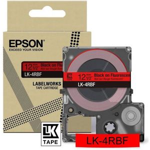 Epson - LK-4RBF Tape - Zwart op Fluorescerend Rood - 12 mm - Origineel