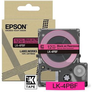 Epson LK-4PBF tape zwart op fluorescerend roze 12 mm (origineel)