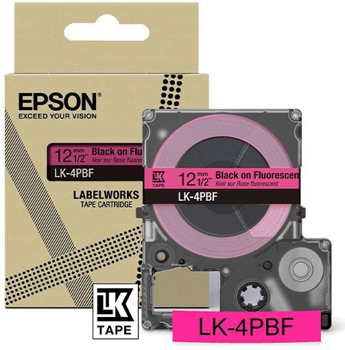 Epson LabelWorks LK-4PBF - Schwarz auf Fluoreszierend - Rolle (1,2 cm x 5 m) 1 Kassette