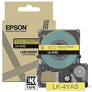 Epson Labelworks LK-4YAS Labelbandcassette compatibel met Epson LabelWorks LW-C610 en LW-C410 geel/grijs 12 mm