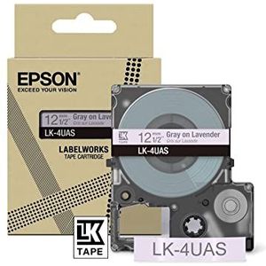 Epson Labelworks LK-4UAS Labelbandcassette, compatibel met Epson LabelWorks LW-C610 en LW-C410 paars/grijs 12 mm