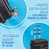 Cabine handbagage reis trolley koffer - zwenkwielen - 52 x 34 x 20 cm - 30 liter - cijferslot - zwart