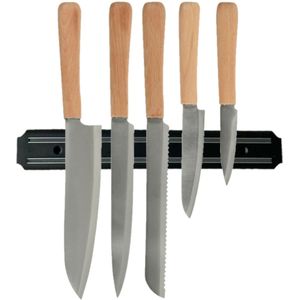 Magnetische messenhouder strip - zwart - voor aan muur - 33 x 5 cm - Messenmagneetstrips
