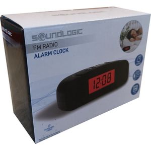 Zwarte wekkerradio / alarmklok 20 cm - Slaapkamer - Wekkers/klokken op USB/batterijen