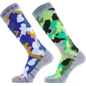 SINNER Skisokken - Camo Blauw/Groen - Dubbelverpakking