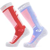 SINNER Pro Socks Skisokken Dames (Dubbelverpakking) - Roze/Blauw - 42/44