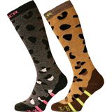 Sinner - Women Placed Animal Double Pack - Skisokken - Bruin