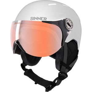Sinner ski helm met vizier Typhoon Visor mat wit(blauwe lens)
