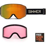 Skibril Sinner Aura Matte Black Double Full Orange Mirror Vent + Double Pink Lens