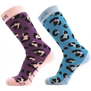 SINNER KINDEREN SKISOKKEN Dierenprint Paars/blauw