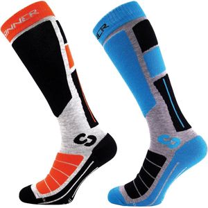 Sinner - Pro Socks II - Skisokken - Orange/Neon Blue - Polypropyleen - Double Pack