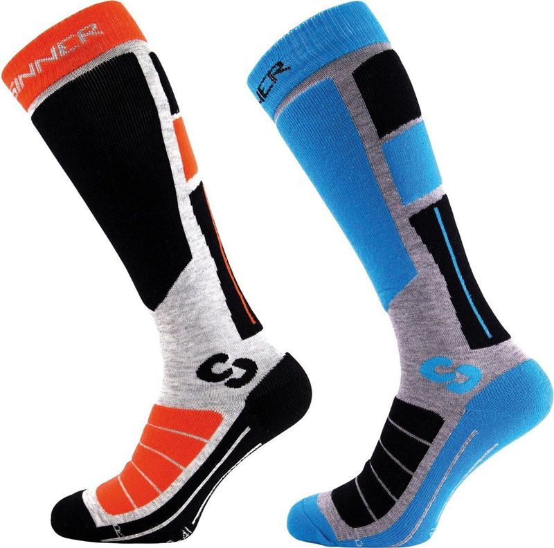 Sinner - Pro Socks II - Skisokken - Orange/Neon Blue - Polypropyleen - Double Pack
