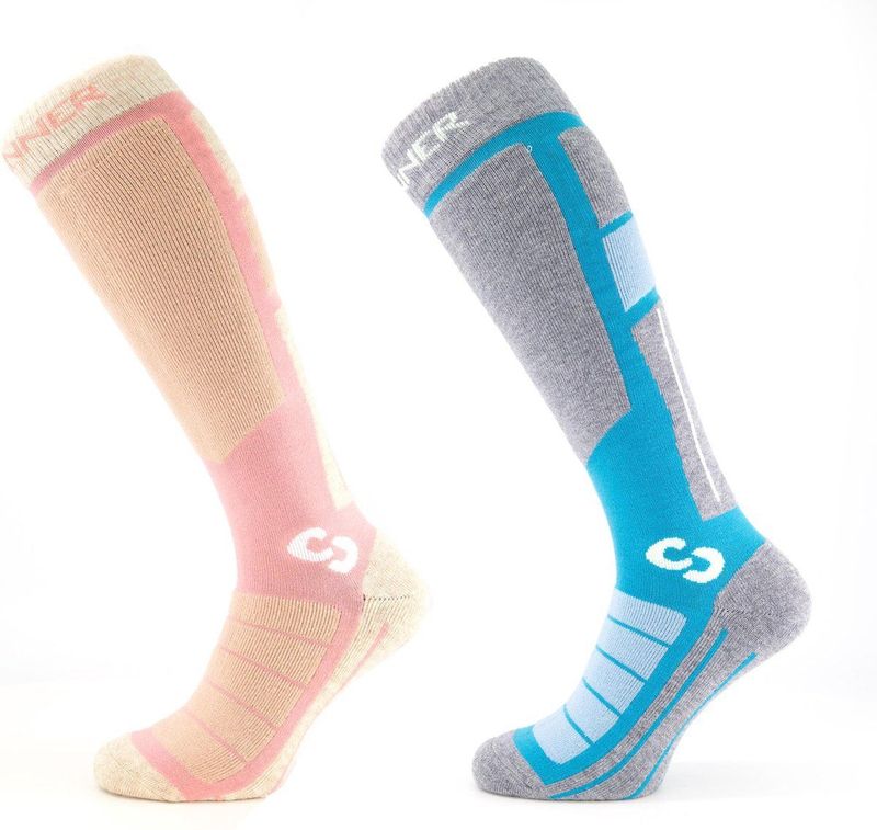 Sinner - Women Pro Socks - Skisokken - Lichtblauw/Lichtroze - Double Pack