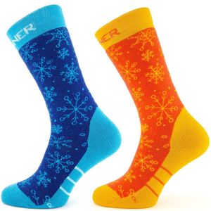 Sinner - Skisokken - Neon Orange/Neon Blue - Kids Double Pack