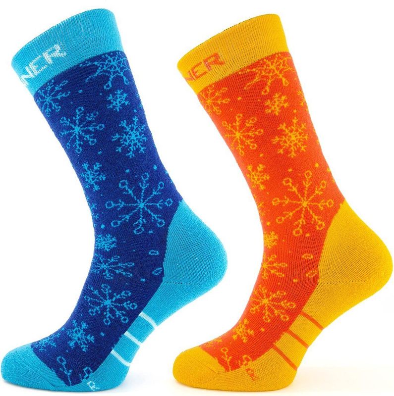 Sinner - Skisokken - Neon Orange/Neon Blue - Kids Double Pack