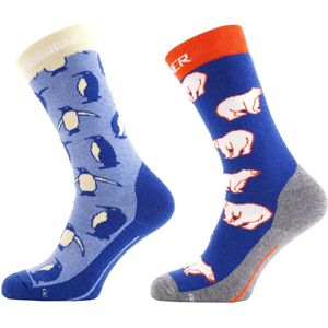 Snow Animal Skisokken Junior Dubbelverpakking - Lichtblauw/blauw