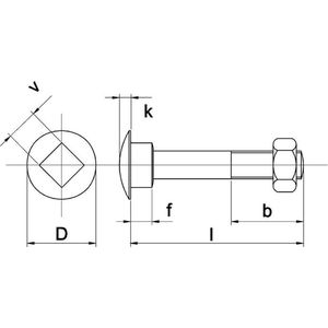 Slotbout Din603/555 4.6 M6X140 Verzinkt - 100 stuks