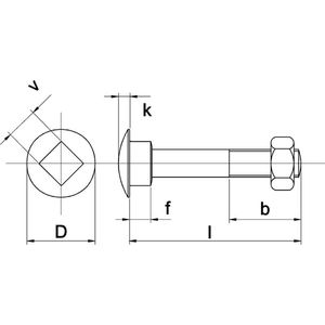 Slotbout DIN603/555 4.6 M12x380mm - Thermisch Verzinkt - 25 Stuks