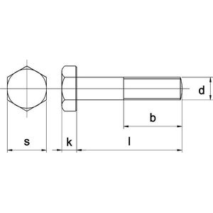 Zeskantbout M10x220mm galvanisch verzinkt - 50 stuks