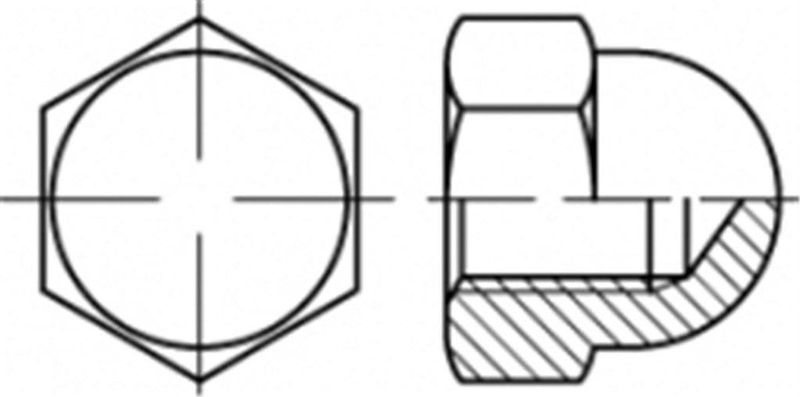 Moeren - Zeskant Dopmoer Hoog - Messing - M20