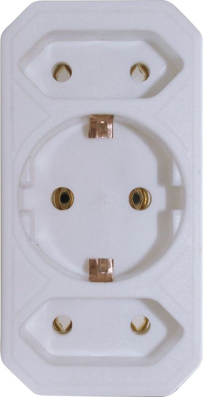 Q-link - Verloopstekker - Drieweg - Geaard - Wit