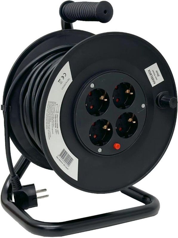 Deltac - Kabelhaspel - Zwart - PVC - 25 Meter - 4 Stopcontacten