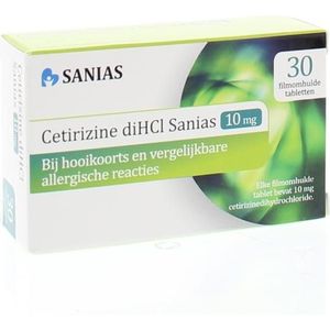 Sanias Cetrizine 10mg Tabletten - bij hooikoorts en vergelijkbare allergische reacties -