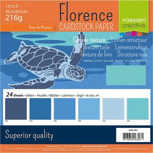 Florence Ruw blauw karton - 30,5 x 30,5 cm - 24 vellen - 216 g/m² - papier voor scrapbooking, kaarten, perforatie en huwelijksfeesten