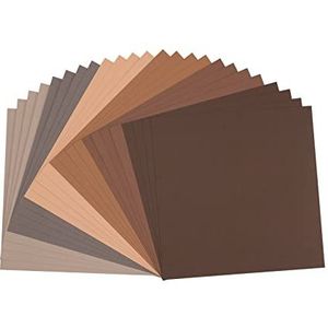Vaessen Creative Florence Gestructureerd karton - Kleurrijke kaarten maken benodigdheden 30,5 x 30,5 cm - Bruin - 24 vellen gekleurd papier voor scrapbooking, kaarten maken en