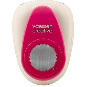 Vaessen Creative Cirkel perforator, diameter van 6,3 cm, voor knutselpapier, gekleurd papier, plakboekpapier of decoupagepapier, wit/roze