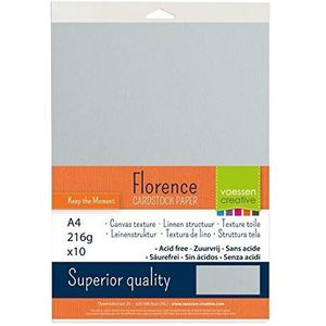 Vaessen Creative 2928-043A4 Florence Cardstock papier, lichtgrijs, 216 g/m², DIN A4, 10 stuks, textuur, voor scrapbooking, kaarten maken, stansen en ander papierknutselwerk