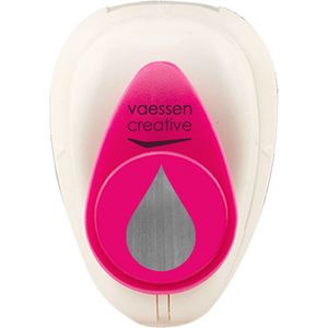 Vaessen Creative 21436-064 motiefpons, druppels, klein, 15 x 10 mm, kleine motiefperforator van metaal en plastic, gestanst motief, om te knutselen met papier, wit/roze, 1,1 x 1,6 cm